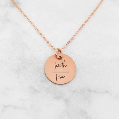 Faith Over Fear Necklace Rose Gold